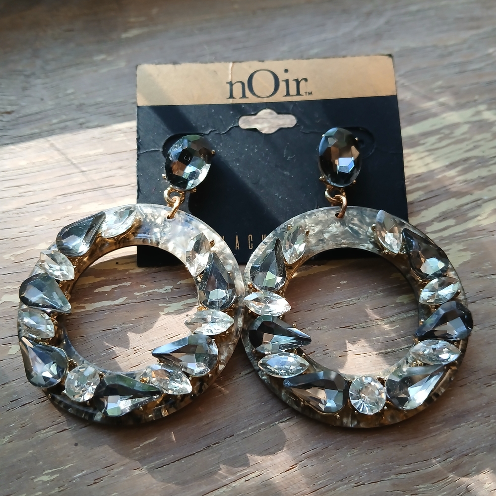nOir Jewelry Gold and Silver Hoop Earrings